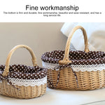 Hand-woven Picnic Basket Sackcloth Rattan Storage Basket, Small, Large