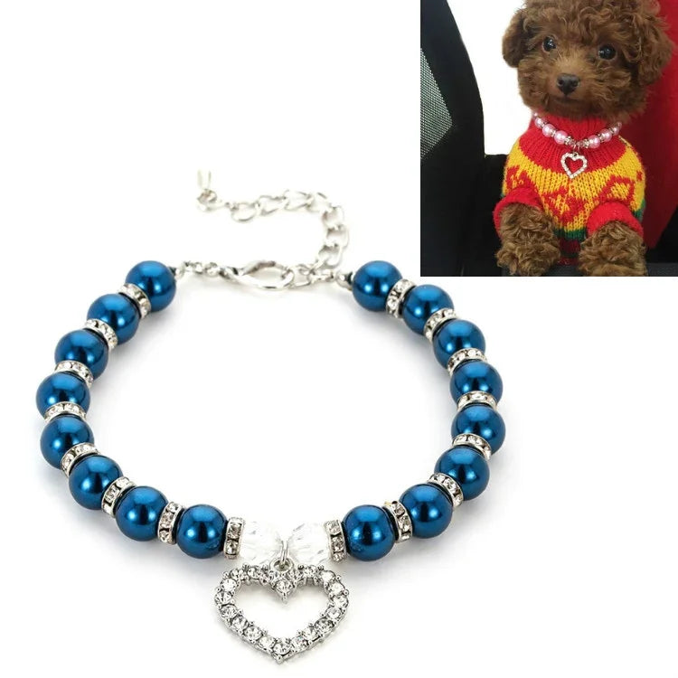 Pet Supplies Pearl Necklace Pet Collars Cat and Dog Accessories, S, M, L