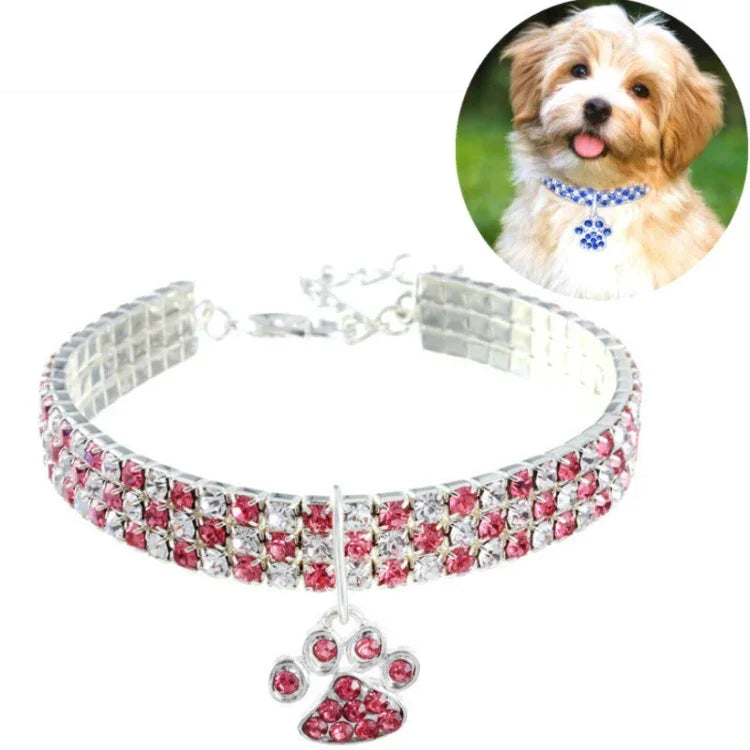 Pet Collar Diamond Elastic Cat And Dog Necklace Jewelry, S, M, L