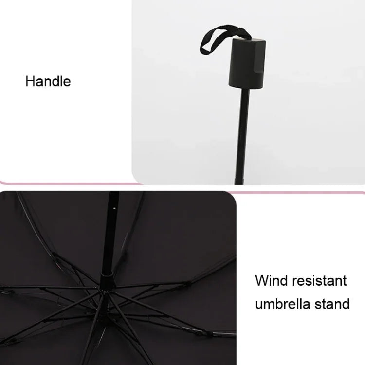 Small Fresh Sun Umbrella Female Sun Umbrella Student Vinyl Three-Fold Simple Dual-Use Sun Umbrella, Avocado Green, Avocado White, Avocado Pink, Strawberry White, Strawberry Pink, Peach White, Peach Pink