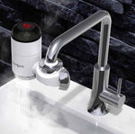 Zoosen Electric Hot Water Faucet Connection Type Instant Hot Water Faucet CN Plug, Style:White + Leak Protection, White, With shower Head Connector, White + Leak Protection