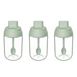 3 PCS Macaron Ribbon Moisture-Proof Lid Spoon One Seasoning Jar Glass Seasoning Bottle with Label, Seasoning Bottle, Honey Bottle, Brush Oil Bottle