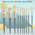 10 PCS / Set Makeup Brush Corn Silk Fiber Hair Loose Powder Brush Face And Eye Makeup Brush, Without Bag, With Blue Bag, With Silver Bag, With Pink Cylinder, With Green Cylinder, With Pink Zipper Bag