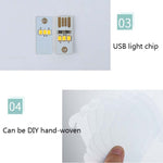 Creative Bedroom Bedside Night Light USB Round Romantic Room Decoration Lamp with Wood Base, DIY Material Kit, Finished Product