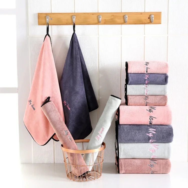 Soft And Thick Absorbent Fiber Bath Towel, Towel + Bath Towel