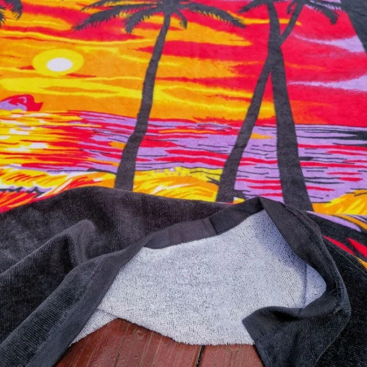 Extra Long Bath Towel Hawaiian Island Style Cotton Beach Cushion Towel 180x105 Cm, Sunset Coconut BT19-2, Beach Sports Car BT19-3, Ocean Carnival BT19-1