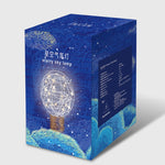 Star Moon Night Light USB Wood Base LED Atmosphere Light, Round Base