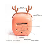 Cartoon Deer Shape Children Snooze Multifunctional USB Rechargeable Student LED Alarm Clock