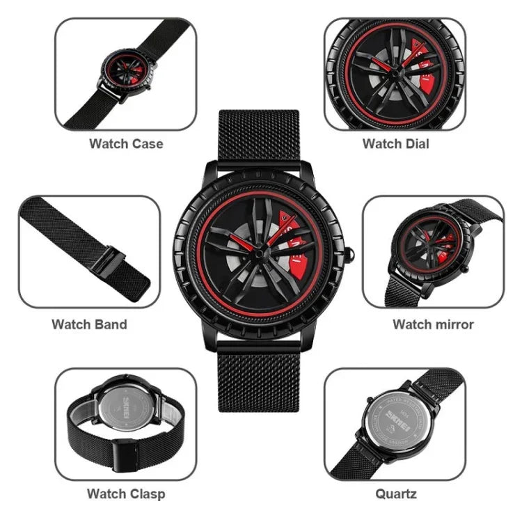 SKMEI 1634 Men Waterproof Watch Fashion Quartz Watch, Black Mesh Belt, White Mesh Belt, Black Steel Belt, White Steel Belt