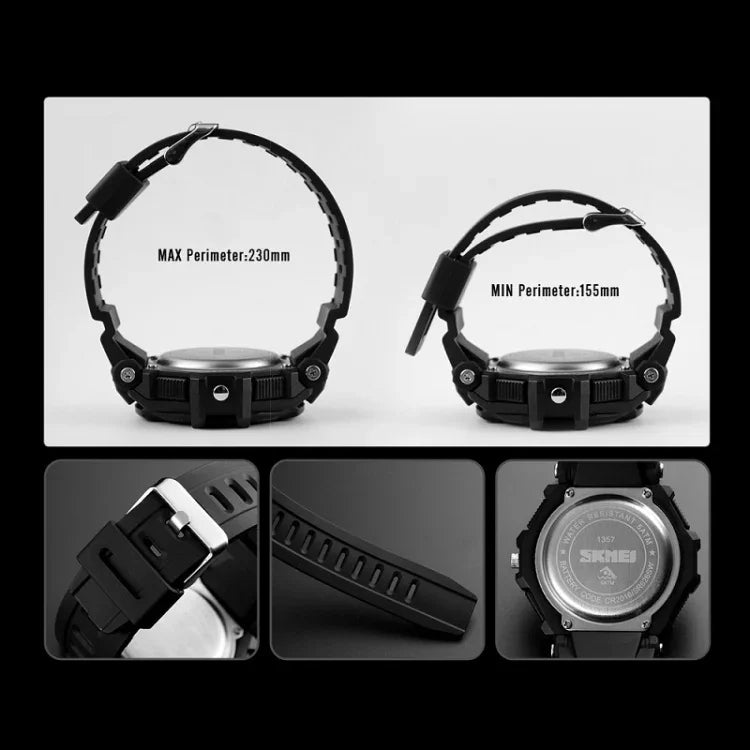 SKMEI 1357 Mens Multifunctional Sports Digital Watch Student Waterproof Watch, Red, Blue, Black