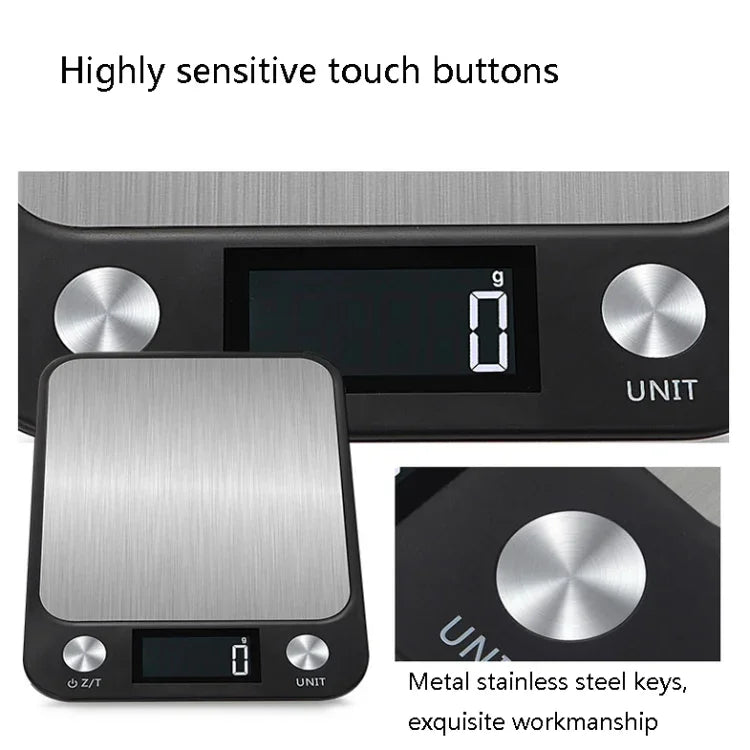 Small Kitchen Food Scale Stainless Steel Electronic Kitchen Scale, 5kg/1g (Black), 10kg/1g (Black), 5kg/1g (White), 10kg/1g (White)