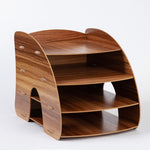 Office Supplies Curved Desktop A4 Storage Box Wooden File Rack Data Rack Shelf, Black, Oak, Sakuragi