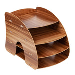 Office Supplies Curved Desktop A4 Storage Box Wooden File Rack Data Rack Shelf, Black, Oak, Sakuragi