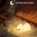 Silicone Rabbit LED Night Light USB Charging Dual-Tone Light Pat Light