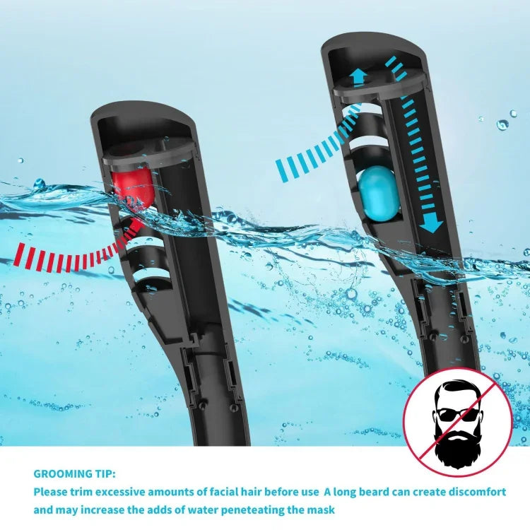 Snorkeling Mask Double Tube Silicone Full Dry Diving Mask Adult Swimming Mask Diving Goggles, S/M, L/XL