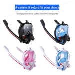 Snorkeling Mask Double Tube Silicone Full Dry Diving Mask Adult Swimming Mask Diving Goggles, S/M, L/XL