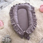 Lace Cotton Baby Uterus Bionic Bed Portable Newborn Bed Mat, Pink, Beige, Gray, Blue-green