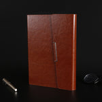 Business Notebook Imitation Leather PU Tri-Fold Loose-Leaf Notepad, A5