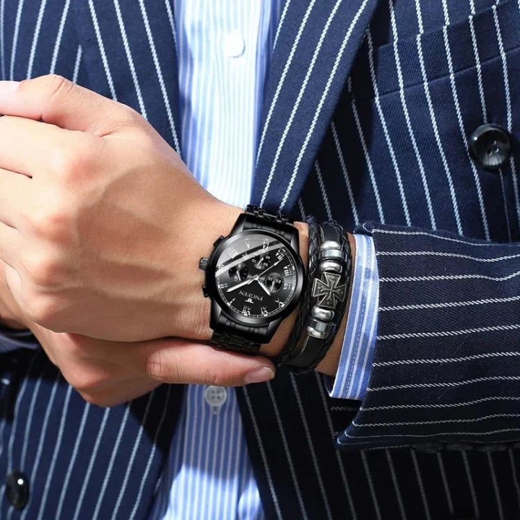 FNGEEN 4006 Men Automatic Mechanical Watch Waterproof Quartz Watch, Gold Blue Surface, Gold Black Surface, Gold White Surface, White Steel White Surface, White Steel Black Surface, White Steel Blue Surface, Black Steel Black Surface