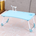 USB Folding Computer Desk With Fan & Lamp, Size: 60x40x28cm, Cool Black, Teenage Pink, Sky Blue, White Maple, Walnut, Eye Grotection Green