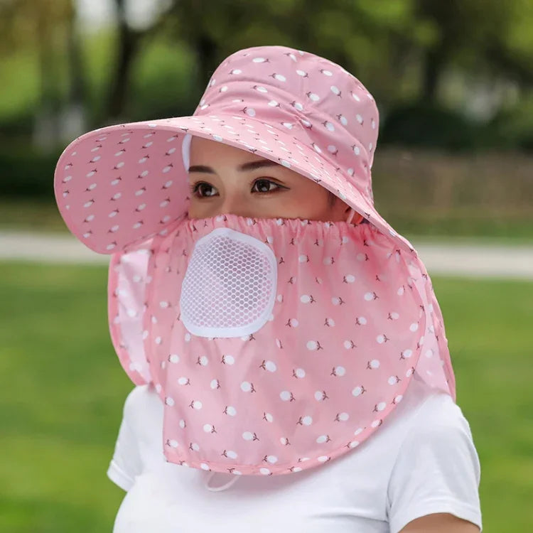 2 PCS Cherry Printing Isolation Cap Sunscreen Face-Covering Outdoor Travel Hat Cap, Full Cherry (Purple), Full Cherry (Apricot Pink), Full Cherry (Lotus Pink), Full Cherry (Rose Red), Full Cherry (Orange Pink), Full Cherry (Brown)                      ...