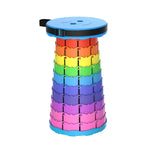 Outdoor Folding Telescopic Stool Portable Fishing Chair, 45cm(Rainbow)