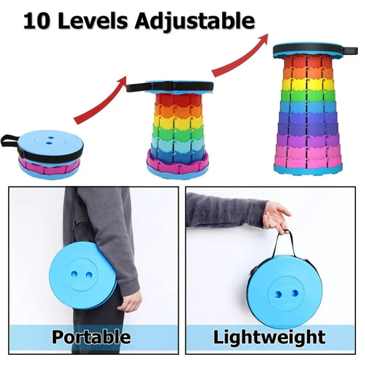 Outdoor Folding Telescopic Stool Portable Fishing Chair, 45cm(Rainbow)