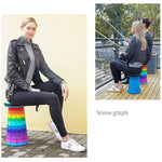 Outdoor Folding Telescopic Stool Portable Fishing Chair, 45cm(Rainbow)