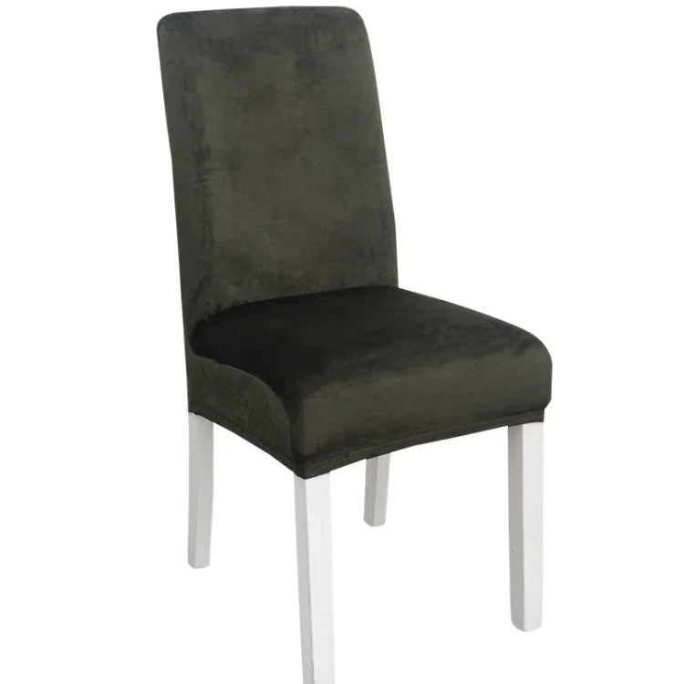 Simple Soft High Elastic Thickening Velvet Semi-Interior Chair Cover Hotel Chair Cover, Coffee Gray, Yellow Green, Wine Red, Navy, Black, Dark Green, White, Peacock Blue, Light Gray, Carbon Gray, Camel, Royal Blue, Beige, Grape Purple, Red, Orange     ...