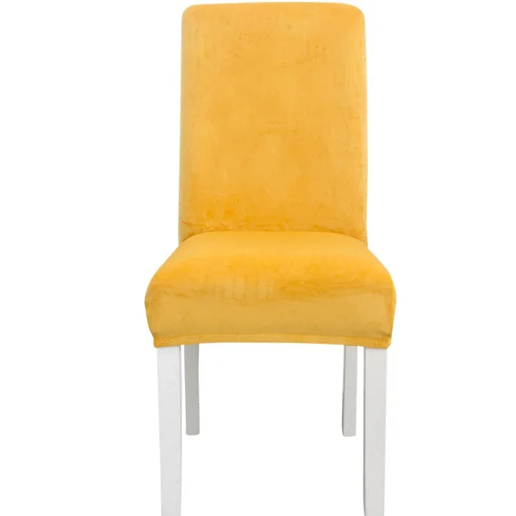 Simple Soft High Elastic Thickening Velvet Semi-Interior Chair Cover Hotel Chair Cover, Coffee Gray, Yellow Green, Wine Red, Navy, Black, Dark Green, White, Peacock Blue, Light Gray, Carbon Gray, Camel, Royal Blue, Beige, Grape Purple, Red, Orange     ...