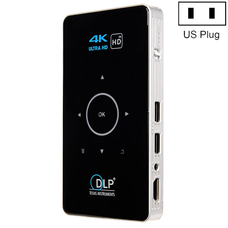 C6 2GB+32GB Android Smart DLP HD Projector Mini Wireless Projector, US Plug (Black), EU Plug (Black), UK Plug (Black), AU Plug (Black), US Plug (White), UK Plug (White), AU Plug (White)