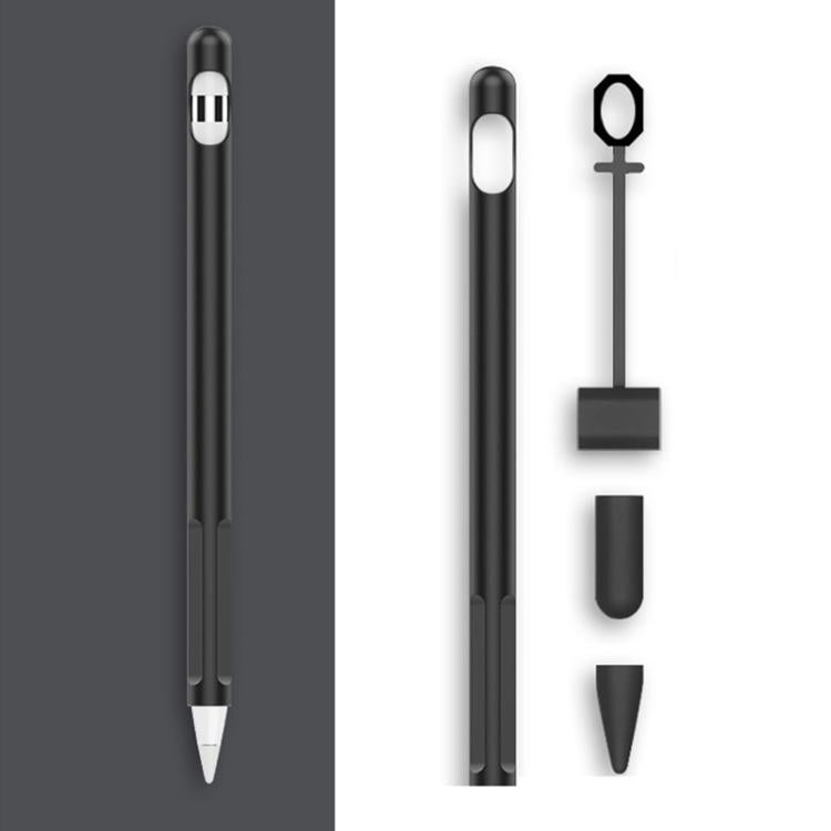 2 Sets 4 In 1 Stylus Silicone Protective Cover + Anti-Lost Rope Set For Apple Pencil 1, Jade White, Ink Black, Mint Green, Fresh Pink, Red, Midnight Blue, Business Gray