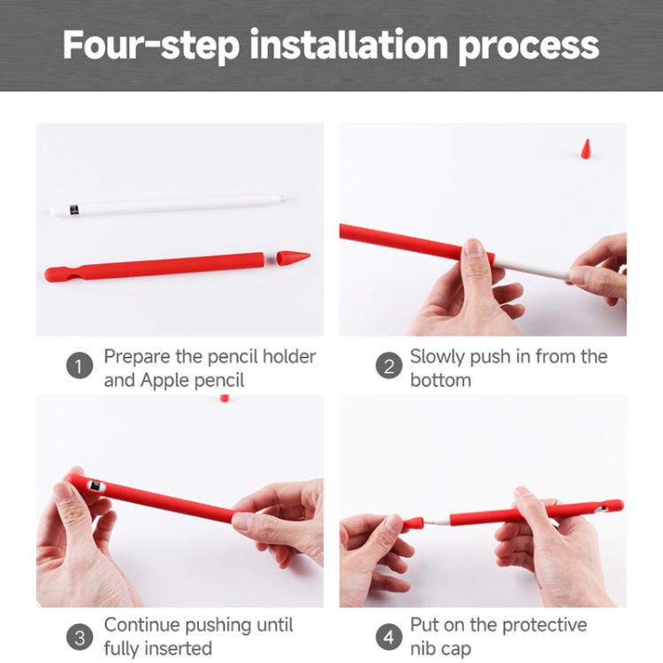 2 Sets 4 In 1 Stylus Silicone Protective Cover + Anti-Lost Rope Set For Apple Pencil 1, Jade White, Ink Black, Mint Green, Fresh Pink, Red, Midnight Blue, Business Gray