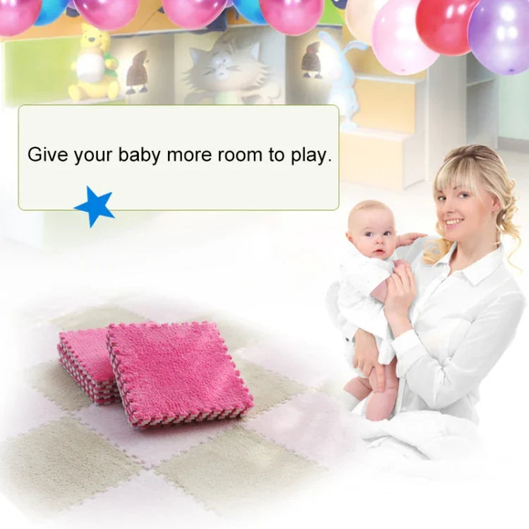 2 PCS Living Room Bedroom Children Kids Soft Carpet Magic Patchwork Jigsaw Splice Heads Climbing Baby Mat 30x30cm, Rose Red, Camel, Purple, Coffee, Blue, Pink, Green, White, Grey