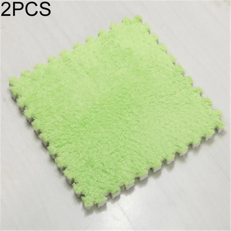 2 PCS Living Room Bedroom Children Kids Soft Carpet Magic Patchwork Jigsaw Splice Heads Climbing Baby Mat 30x30cm, Rose Red, Camel, Purple, Coffee, Blue, Pink, Green, White, Grey