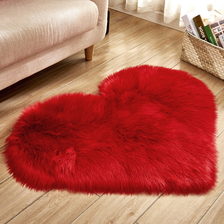 Love Heart Rugs Artificial Wool Sheepskin Hairy Carpet Faux Floor Mat Fur Plain Fluffy Soft Area Rug Tapetes, 30*40cm, 40*50cm, 50*60cm, 70*90cm