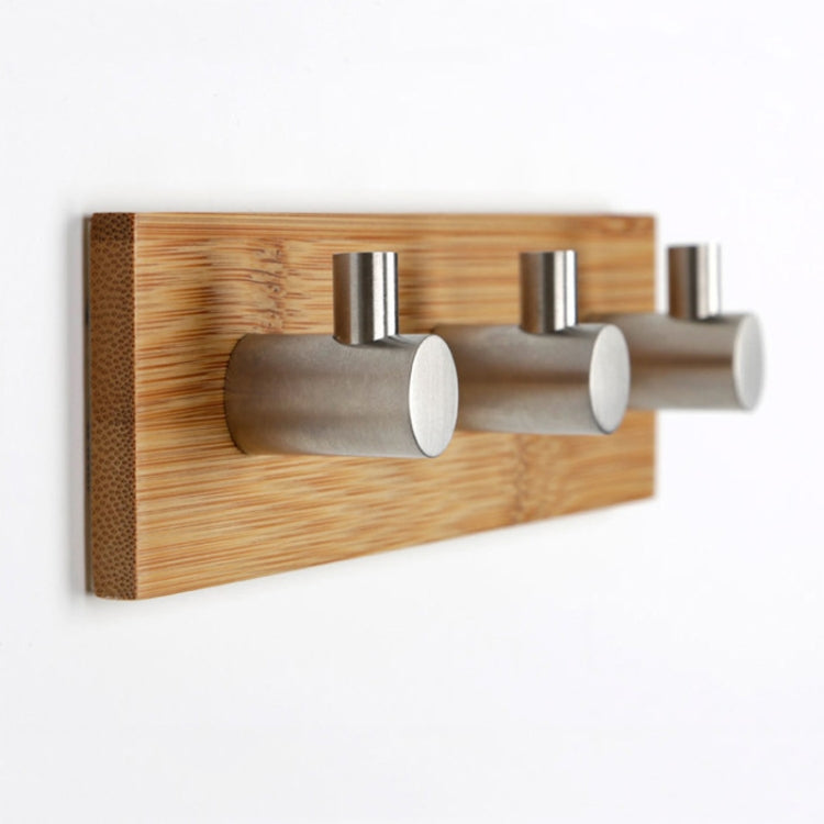 Stainless Steel Bamboo Wood Three Row Hook Kitchen Bathroom Door Adhesive Hook, Door Sticky Three Hook