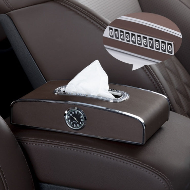 Car Clock Tissue Box Multi-Function Vehicle Instrument Table Paper Towel Box, Style:, Clock+Parking Card (Green), Clock+Parking Card (Ivory), Clock+Parking Card (Agate), Clock+Parking Card (Black), Clock+Parking Card (Gray)                             ...