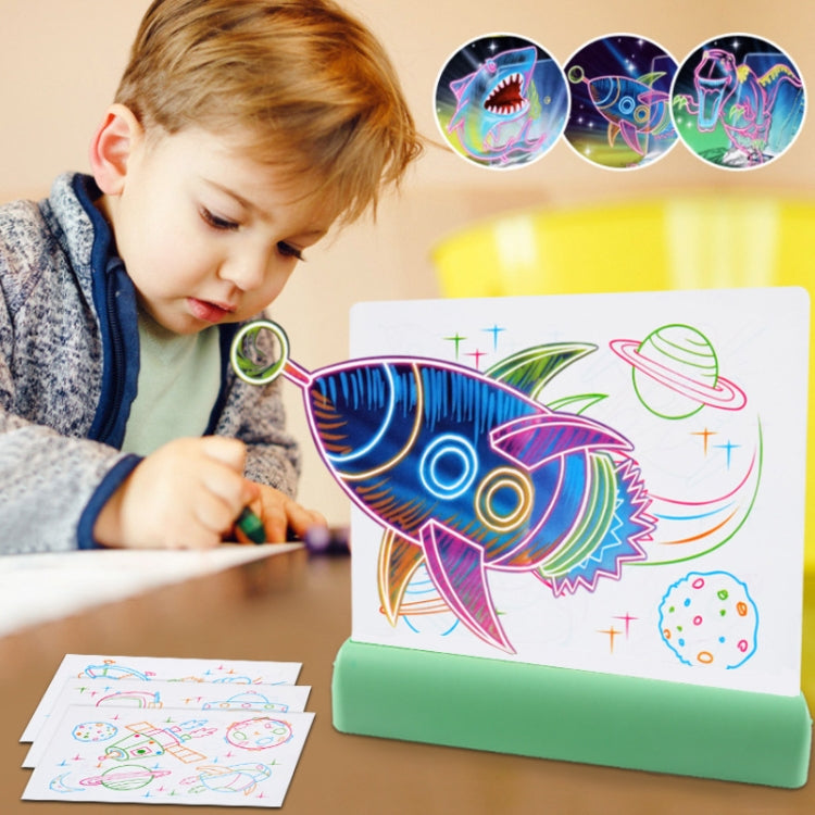 3D Painting Fluorescent Plate LED Shining Puzzle Children Graffiti Panel Handwritten Message Board, Grey, White, Blue, Green, Pink