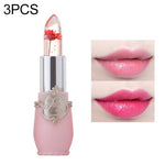 Transparent Changed Color Moisturizer Jelly Flower Long-lasting Lipbalm, light pink, rose red, deep red, yellow, light green, purple