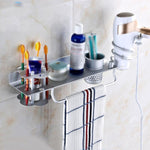 Space Aluminum Golden Hair Dryer Rack, With Barrel (Silver), With Barrel (Gold), With Double Barrel, With Toothbrush Holder