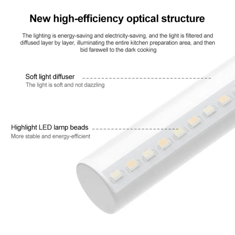 DMK-025 Smart Cabinet Lamp Kitchen Mirror Front Light, Touch + Human Body Induction, Hand Scan Timing, Hand Sweep Clock