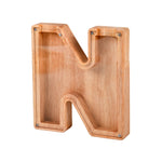 Wooden English Alphabet Piggy Bank Transparent Acrylic Piggy Bank