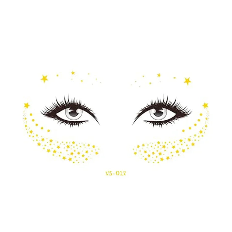 20 PCS Waterproof Bronzing Face Tattoo Stickers Party Masquerade Face Stickers, VS-011, VS-012, VS-013, VS-014, VS-015, VS-016, VS-017, VS-018, VS-019, VS-022, VS-023, VS-024, VS-025, VS-027, VS-028, VS-029, VS-030, VS-031, VS-032, VS-033