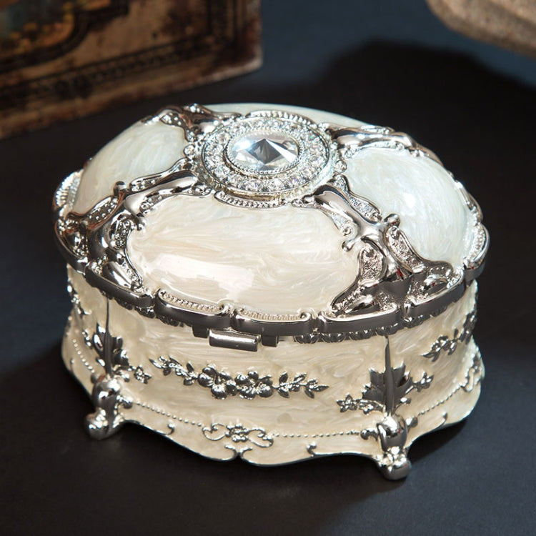 Metal Oval Diamond Jewelry Storage Box Birthday Wedding Gift, 8.5x6x6cm, 11x7.5x7cm