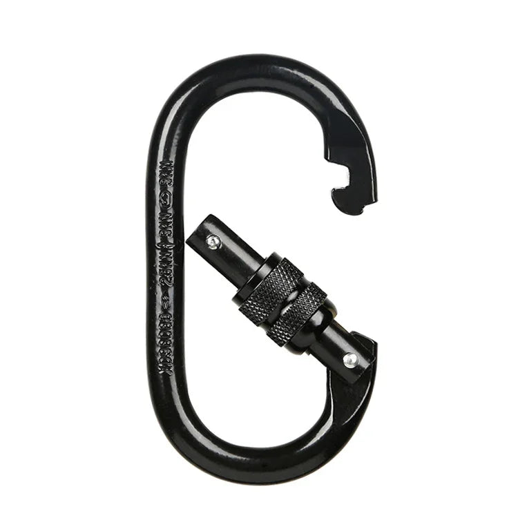XINDA XDQ96068 Outdoor Equipment Climbing Main Lock Carabiner O-Shaped Steel Lock Wire Buckle Lock, XINDA XDQ96068(Black), XINDA XDQ96068(Silver Red), XINDA XDQ96068(Silver Blue)