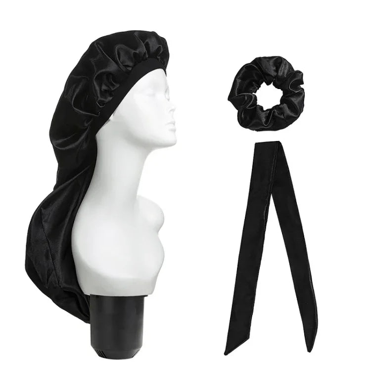 3 PCS/Set Hair Care Long Cap + Turban + Hair Ring, Red, Blue, Purple, Black, White, Orange, Rose Red, Silver, Champagne, Lake Blue