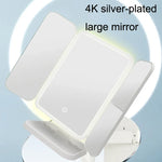 430 Three-Sided Folding LED Makeup Mirror Table Lamp, Plug-in Style, Charging Style, Three-color Light Charging Style