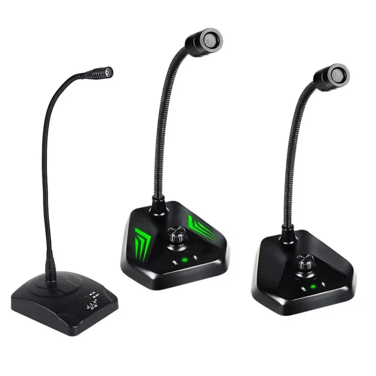 MI520 Desktop Computer Gooseneck Condenser Microphone, USB Version with RGB Breathing Lamp