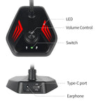 MI520 Desktop Computer Gooseneck Condenser Microphone, USB Version with RGB Breathing Lamp